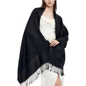 Pashmina Shawl Wrap with Ethnic - Paisley-black